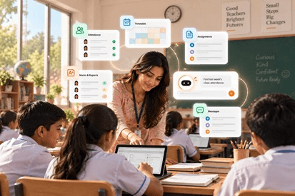 Classroom teacher using digital tools with students